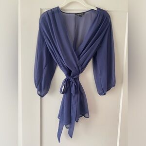 Tie-waist wrap blouse